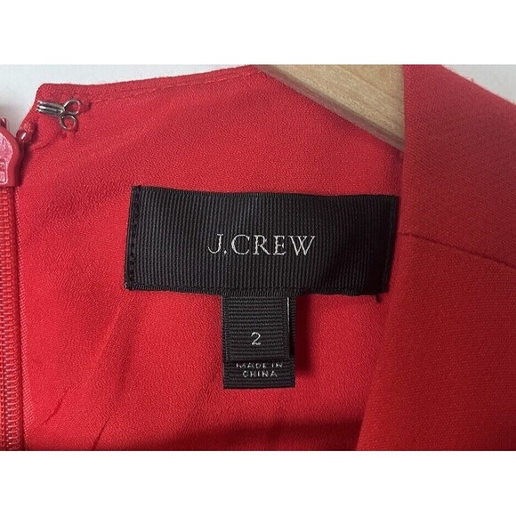 J Crew Cranberry Red Scalloped Hem Sleeveless Mini Shift Dress Size 2 - Picture 5 of 10
